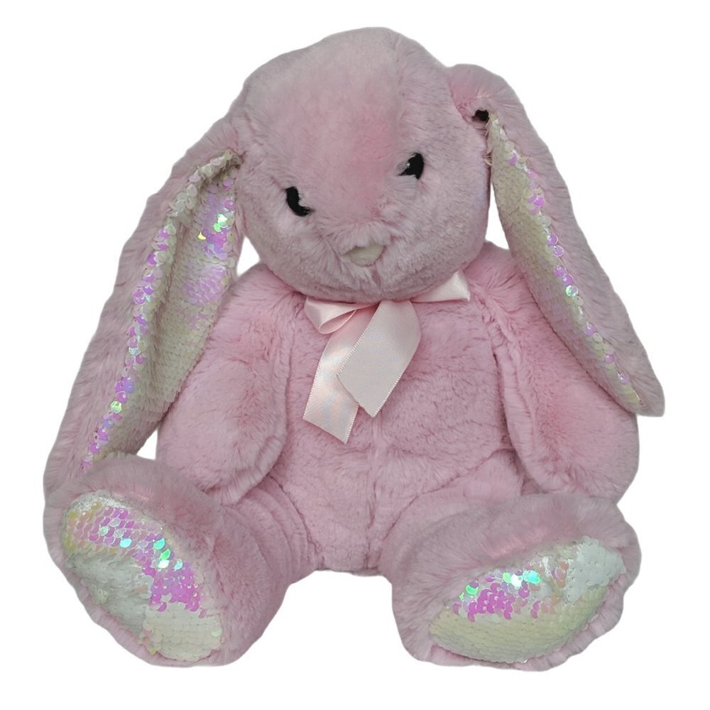 Kellytoy Bee Happy Pink Easter Bunny Rabbit Plush